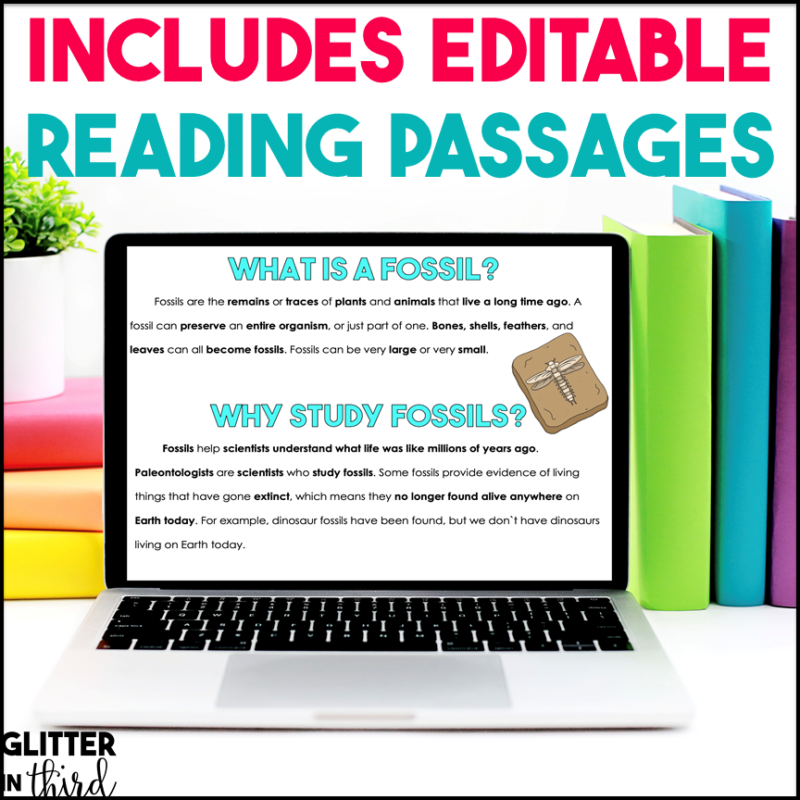 Fossils Activities & Reading Passages for Google Classroom - Glitter in ...