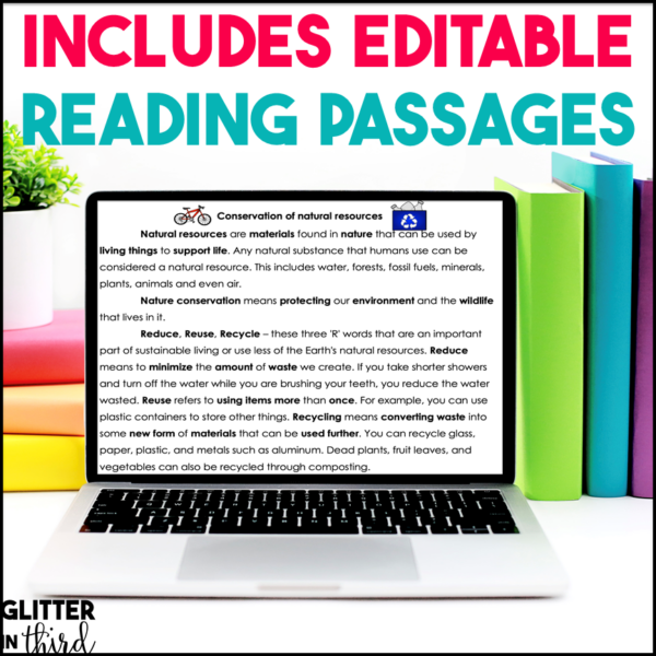 Reduce, Reuse, Recycle Conservation of Natural Resources Activities & Reading Passages for Google Classroom