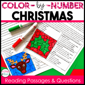 christmas color by number reading passages 3rd