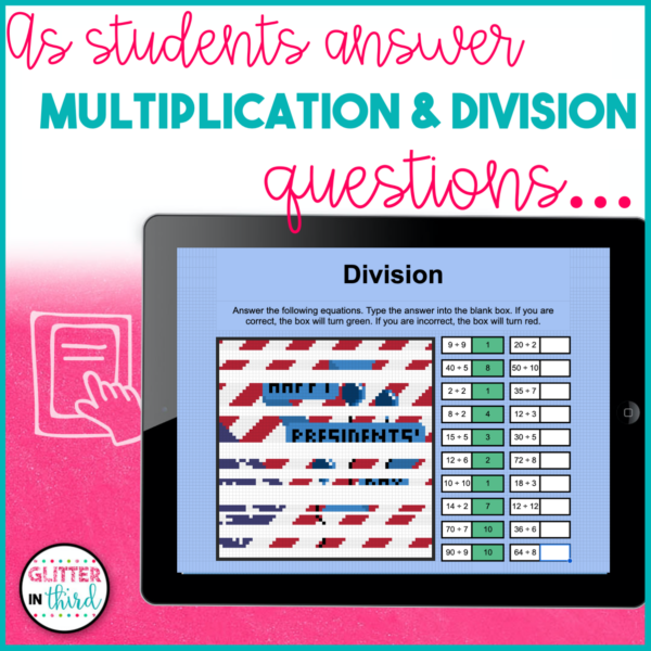 Presidents' Day Multiplication & Division Pixel Art