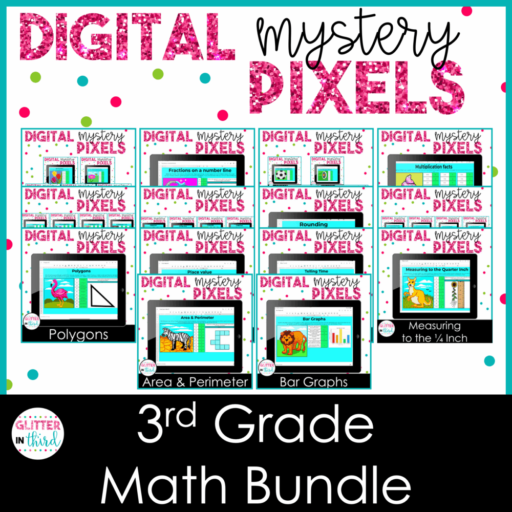 3rd Grade Math Digital Pixel Art BUNDLE - Glitter in Third