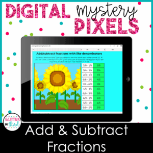 add subtract fractions pixel art 3rd