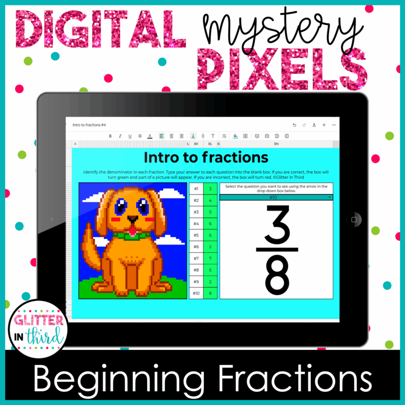 beginning fractions pixel art 3rd