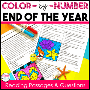 fun end of year color by number reading passages 3rd