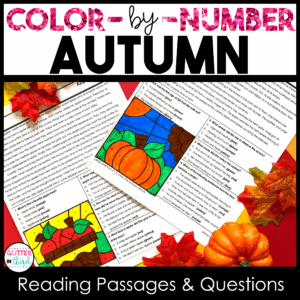 fall autumn color by number reading passages 3rd