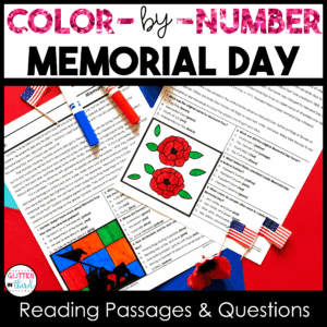 memorial day color by number reading passages 3rd