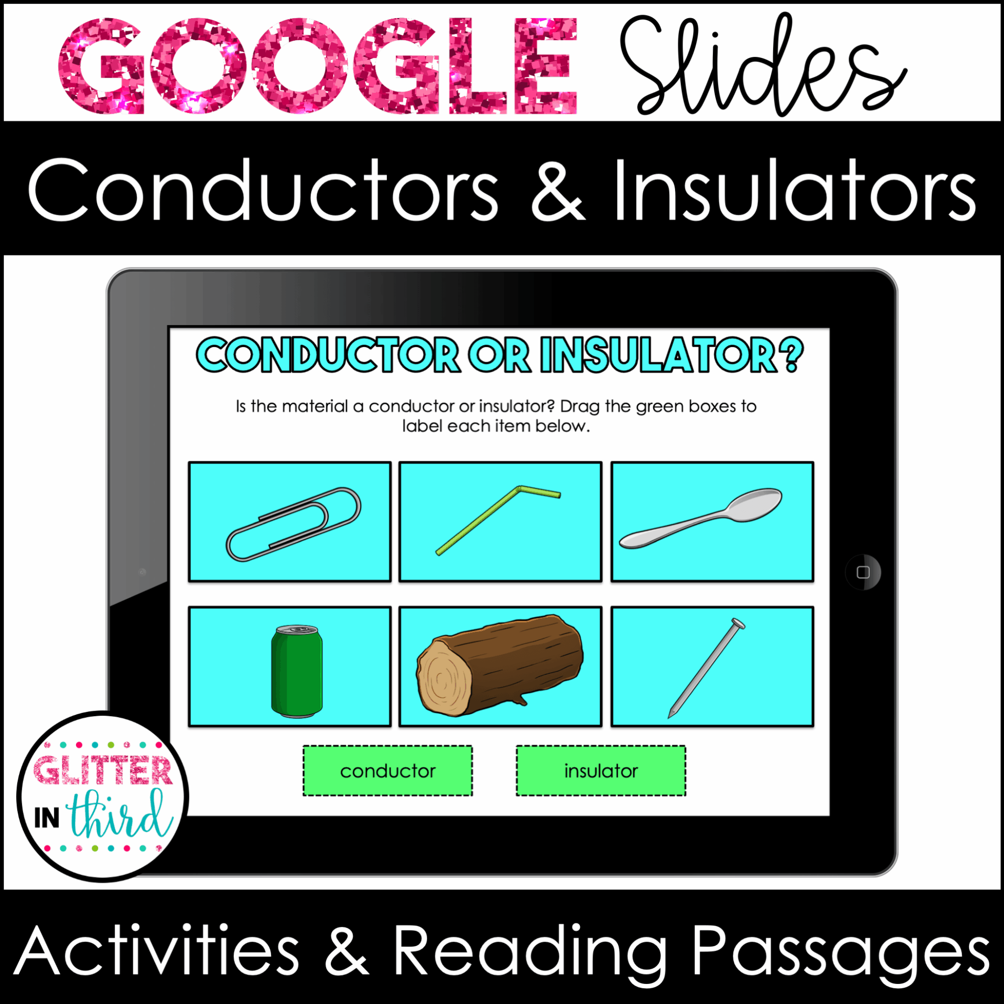 Conductors Example Activity Conductors & Insulators Activities & Reading Passages for Google ...