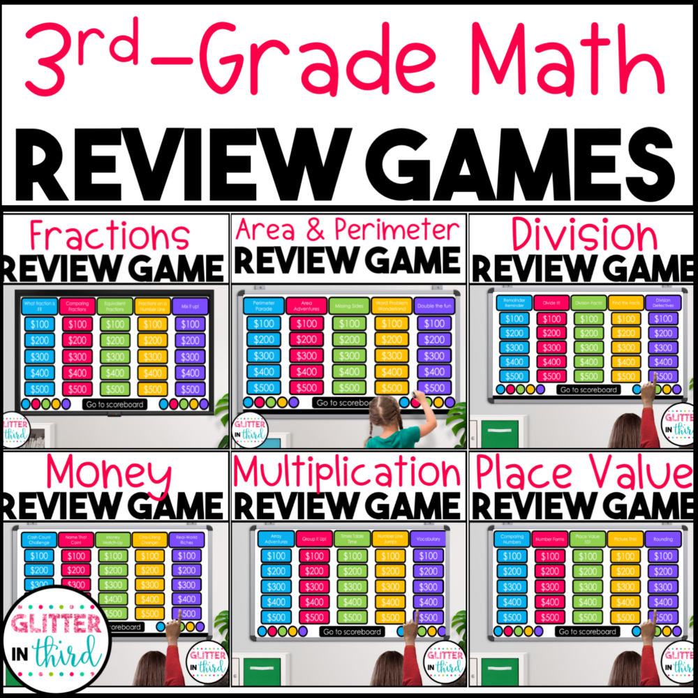 3rd Grade Math Jeopardy SOL Review Game BUNDLE - Glitter in Third