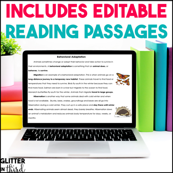 Behavioral Adaptations Activities & Reading Passages for Google Classroom