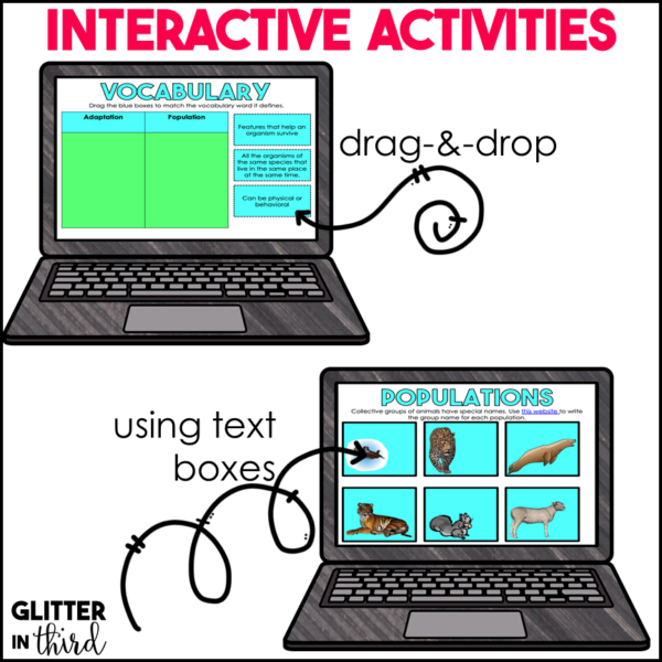 Animal Adaptations & Populations Activities & Reading Passages for Google Classroom