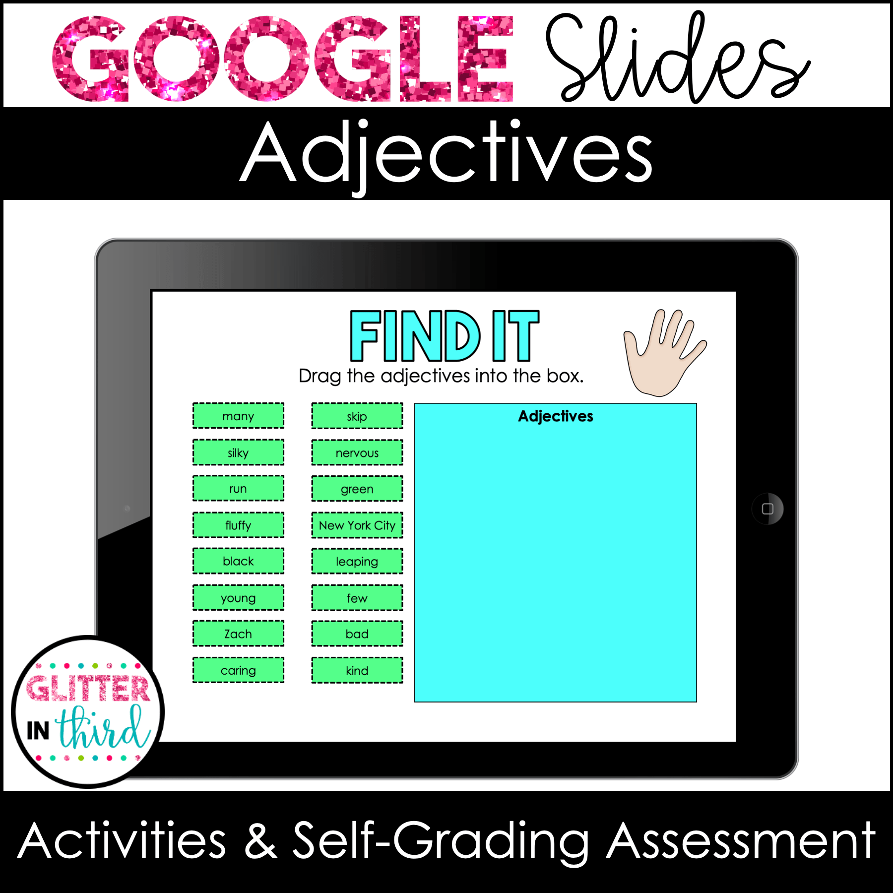 adjectives digital google slides grammar 3rd