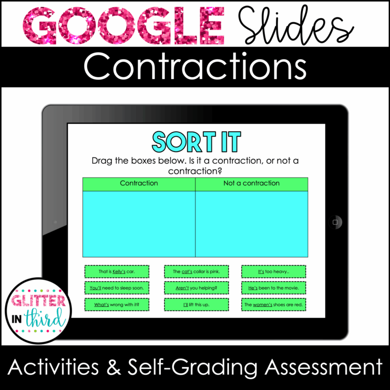 contractions digital google slides grammar 3rd