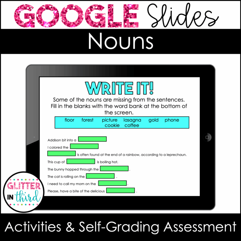 nouns digital google slides grammar 3rd