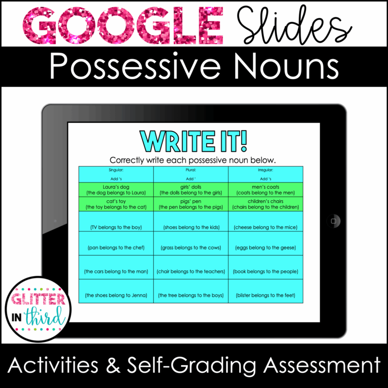 possessive nouns digital google slides grammar 3rd