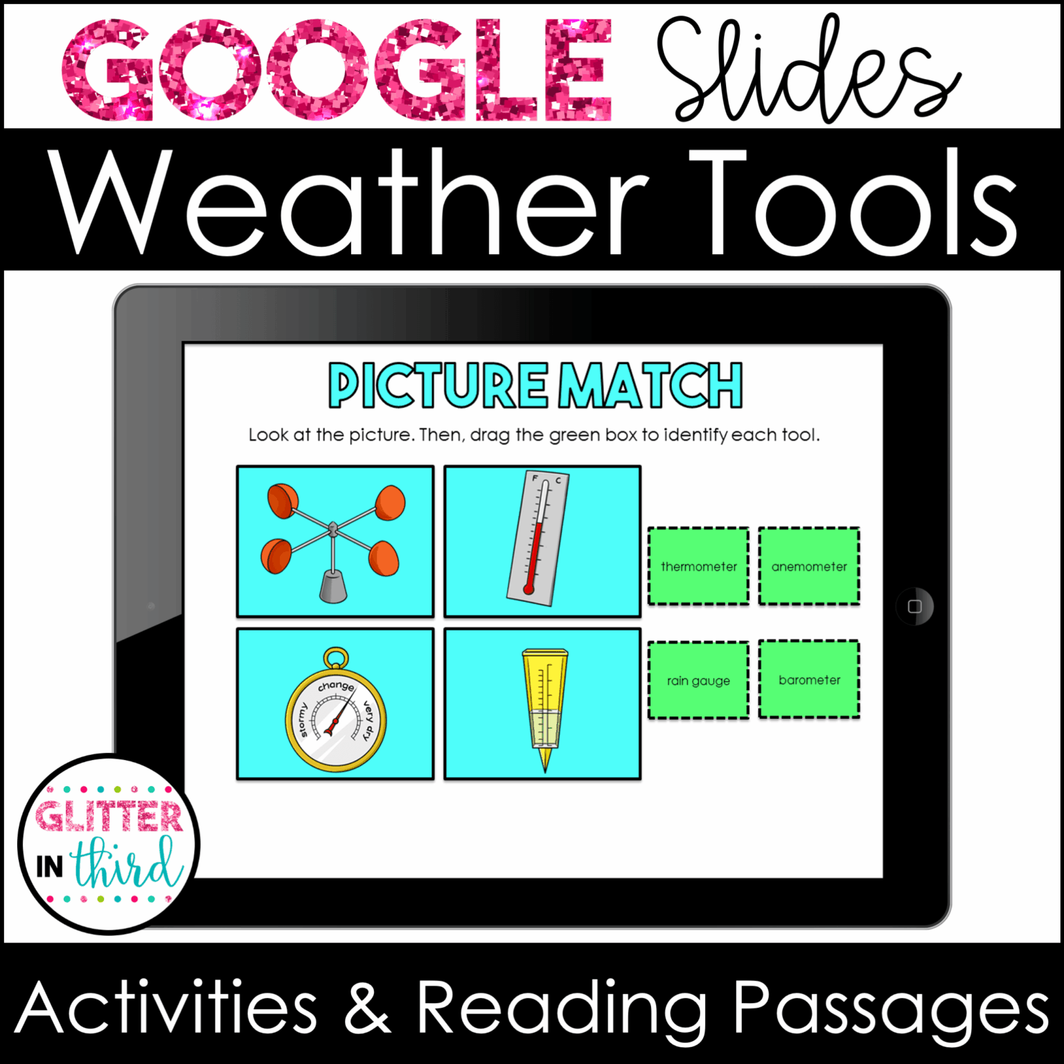 Weather Tools Activities & Reading Passages for Google Classroom ...