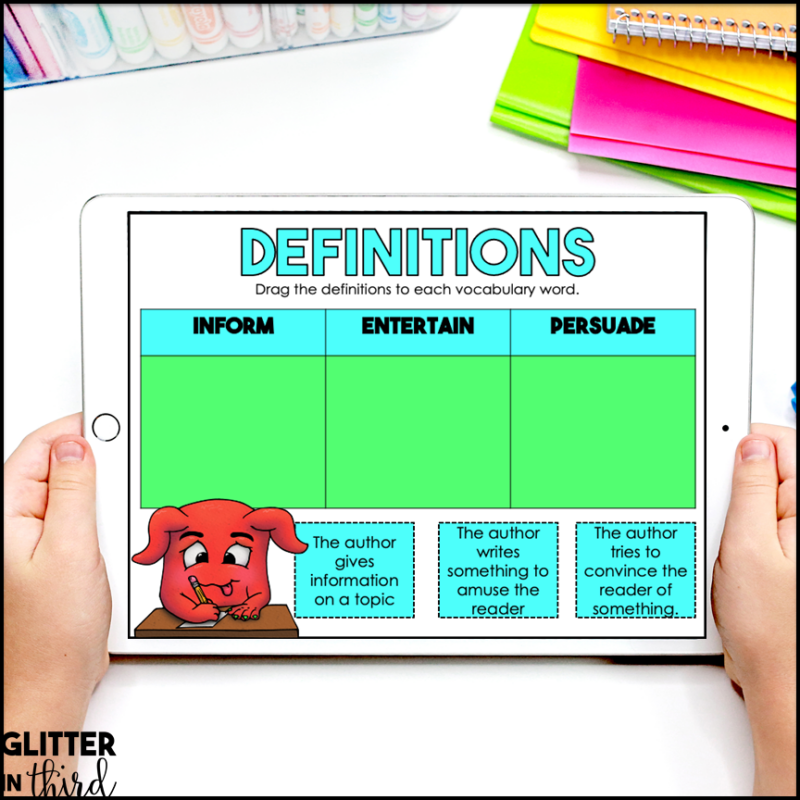 Author's Purpose Activities for Google Classroom Digital Resources ...