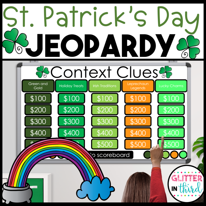 St. Patrick's Day Context Clues Jeopardy Reading Game Activity
