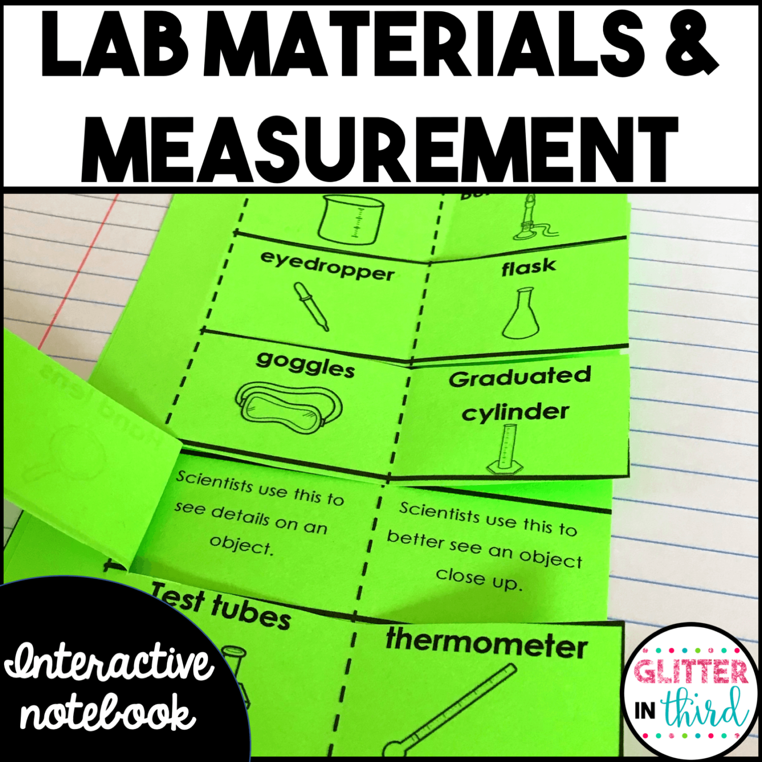4th Grade Science Interactive Notebook Activities Bundle - Glitter in Third