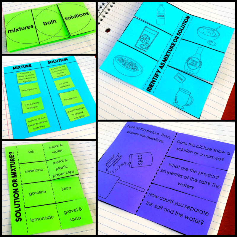Mixtures & Solutions Activities Interactive Notebook 5th Grade Science ...