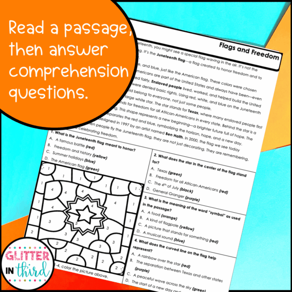 Juneteenth Color By Number Worksheet Reading Comprehension Activities