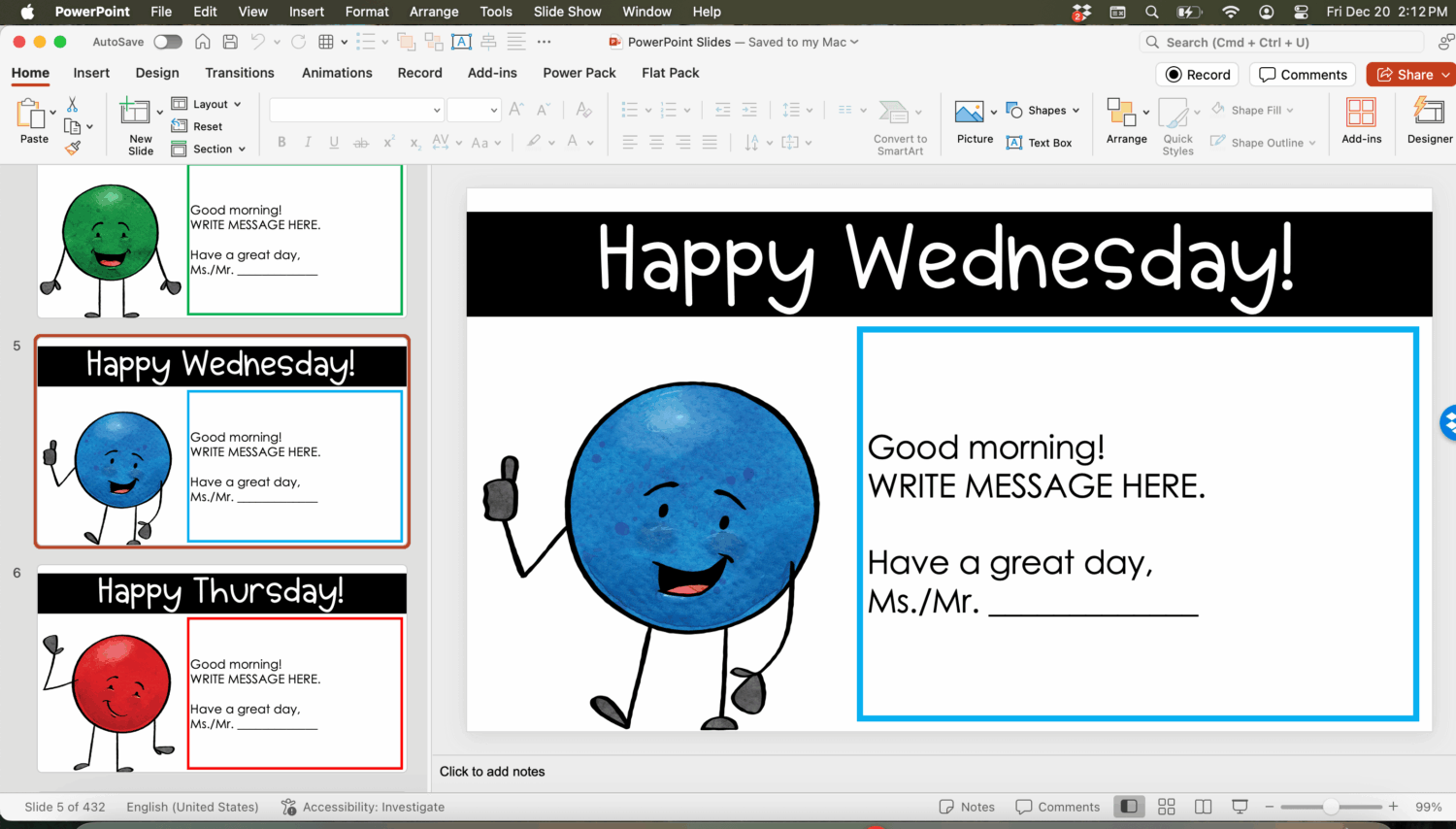 editable morning meeting slides