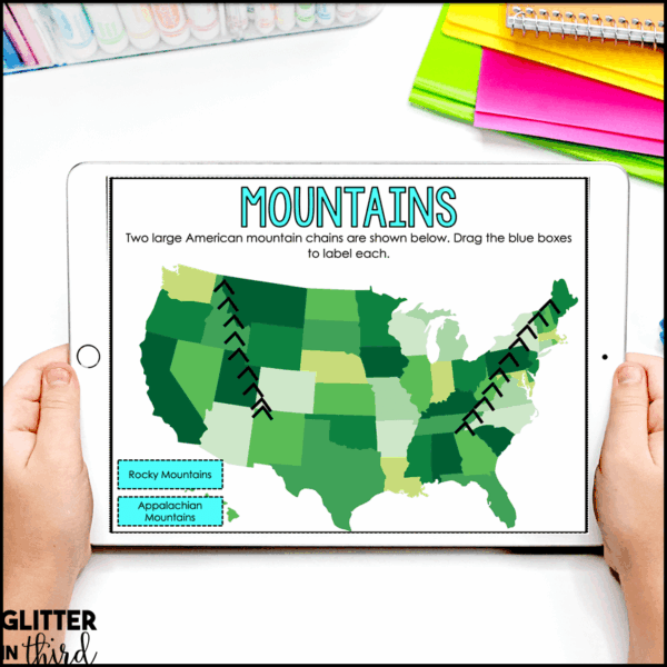 SOL 2.11 Geographic Features of the United States & North America Activities for Google Classroom Digital Resources