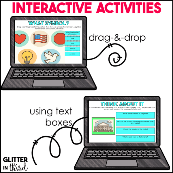 2nd Grade Virginia State Symbols & Government Activities for Google Classroom Digital Resources