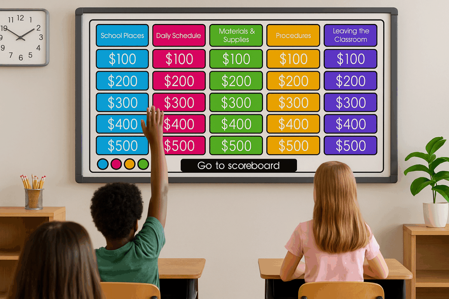 Jeopardy game for teaching routines during first week of school