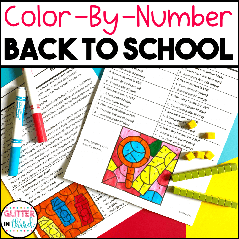 back to school color by number math reading free