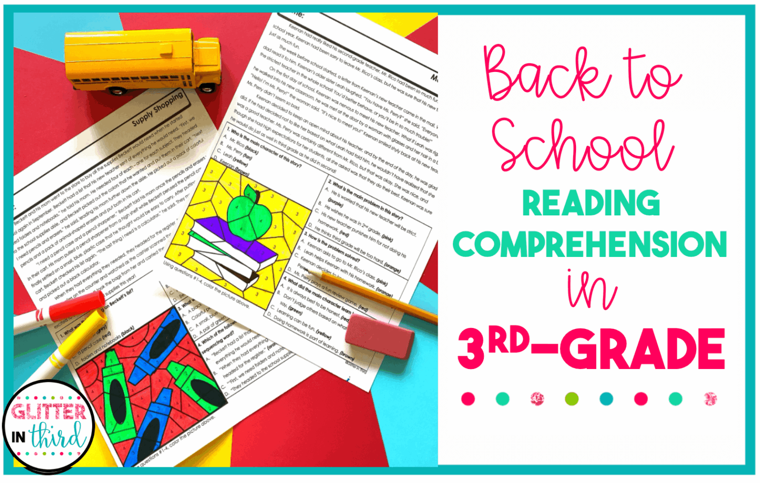 Back to School Reading Comprehension 3rd Grade