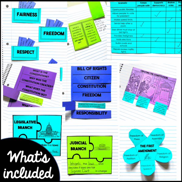 Constitution and Bill of Rights Interactive Notebook Activities