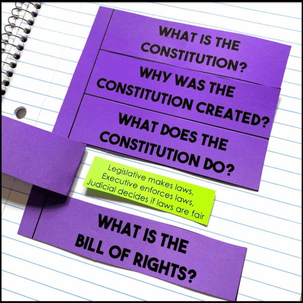 Constitution and Bill of Rights Interactive Notebook Activities