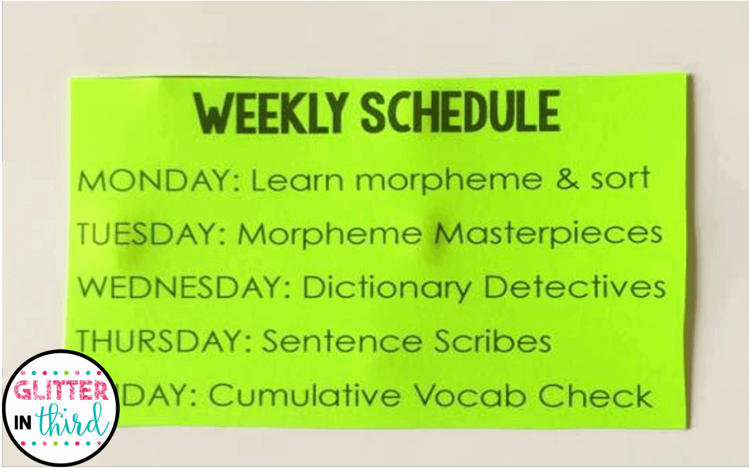 morphology notebook schedule