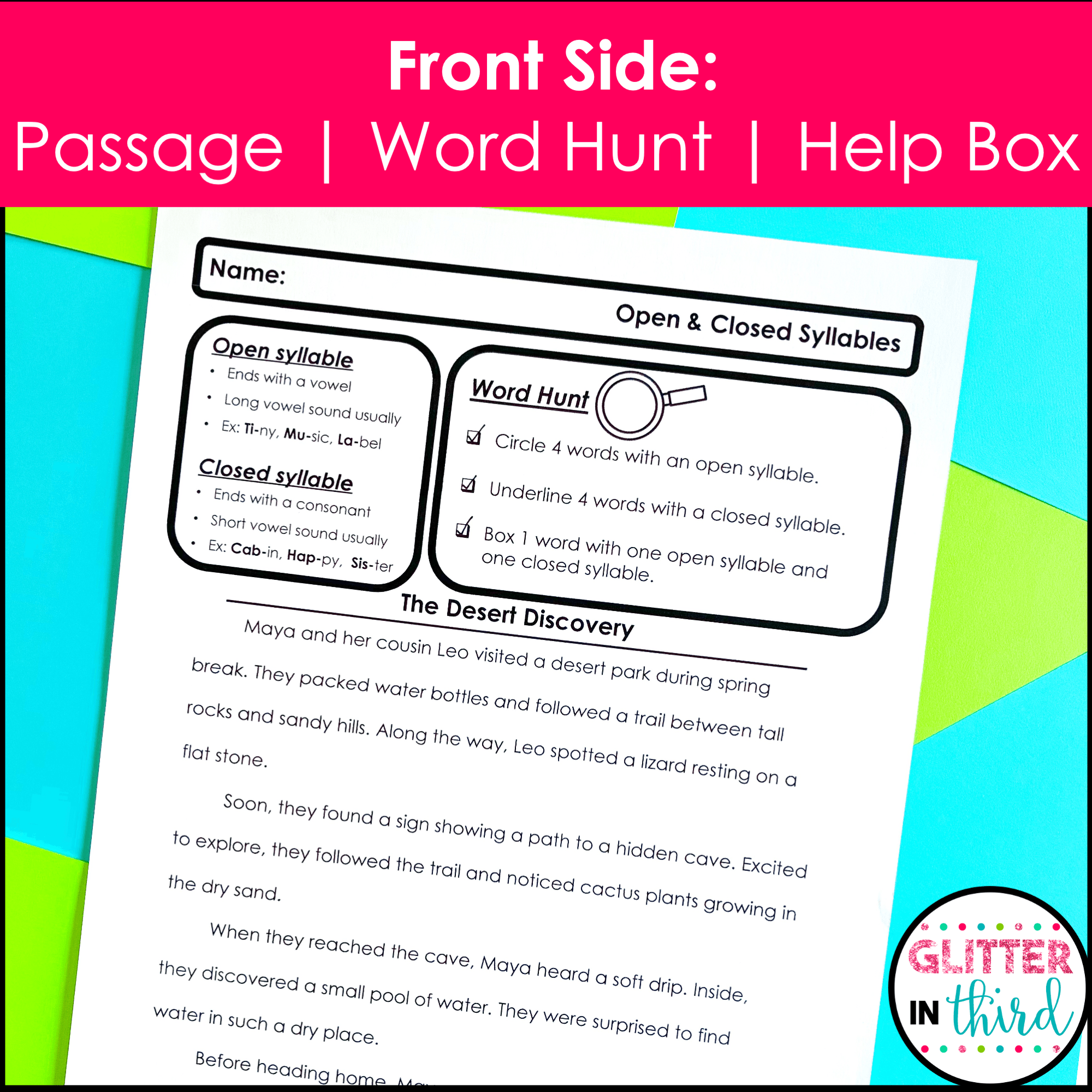 Open & Closed Syllable Worksheets | Color by Number Phonics Activities (Grades 2-3)
