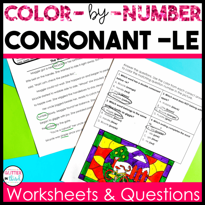 Consonant Le Worksheets | Color by Number Phonics Activities (Grades 2–3)