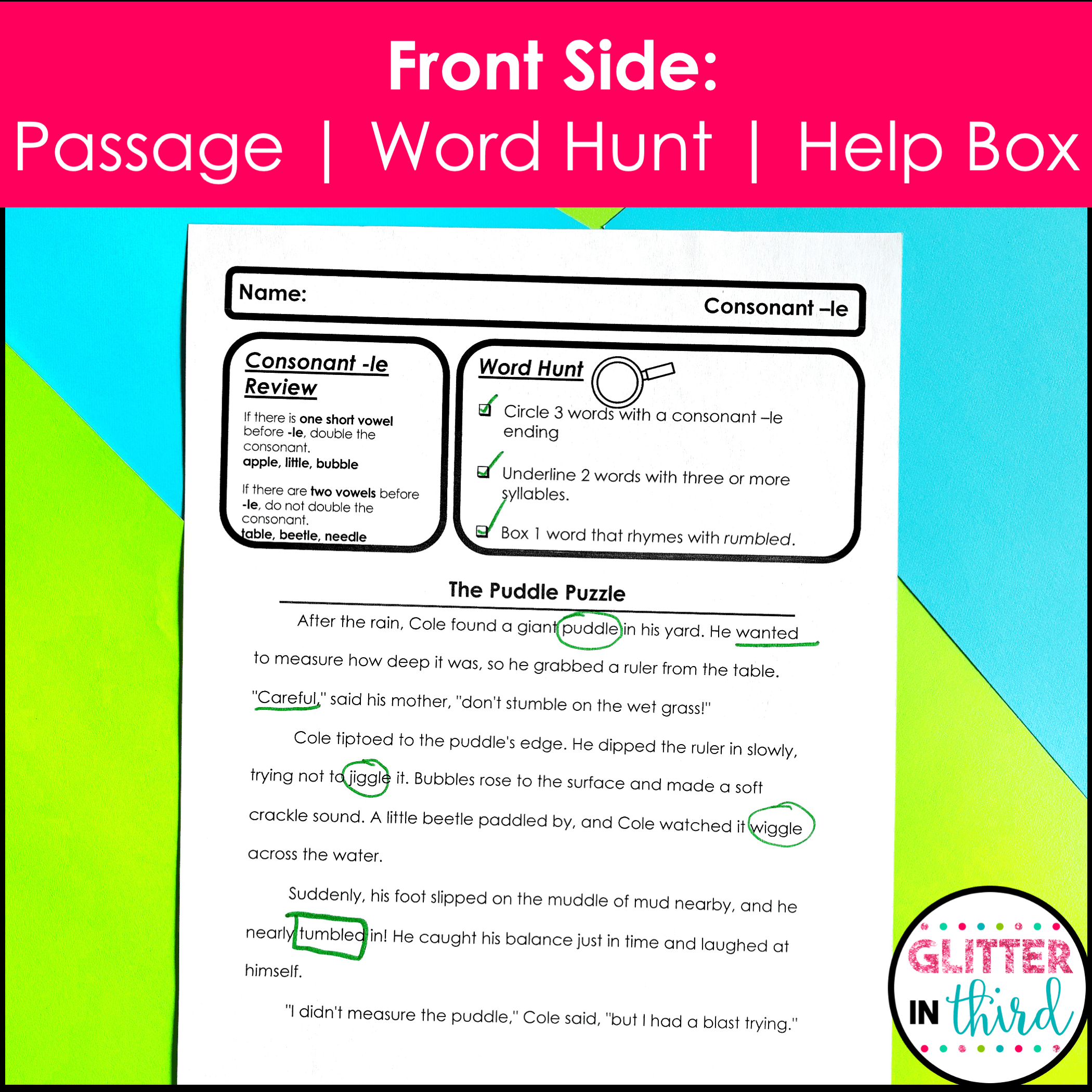 Consonant Le Worksheets | Color by Number Phonics Activities (Grades 2–3)