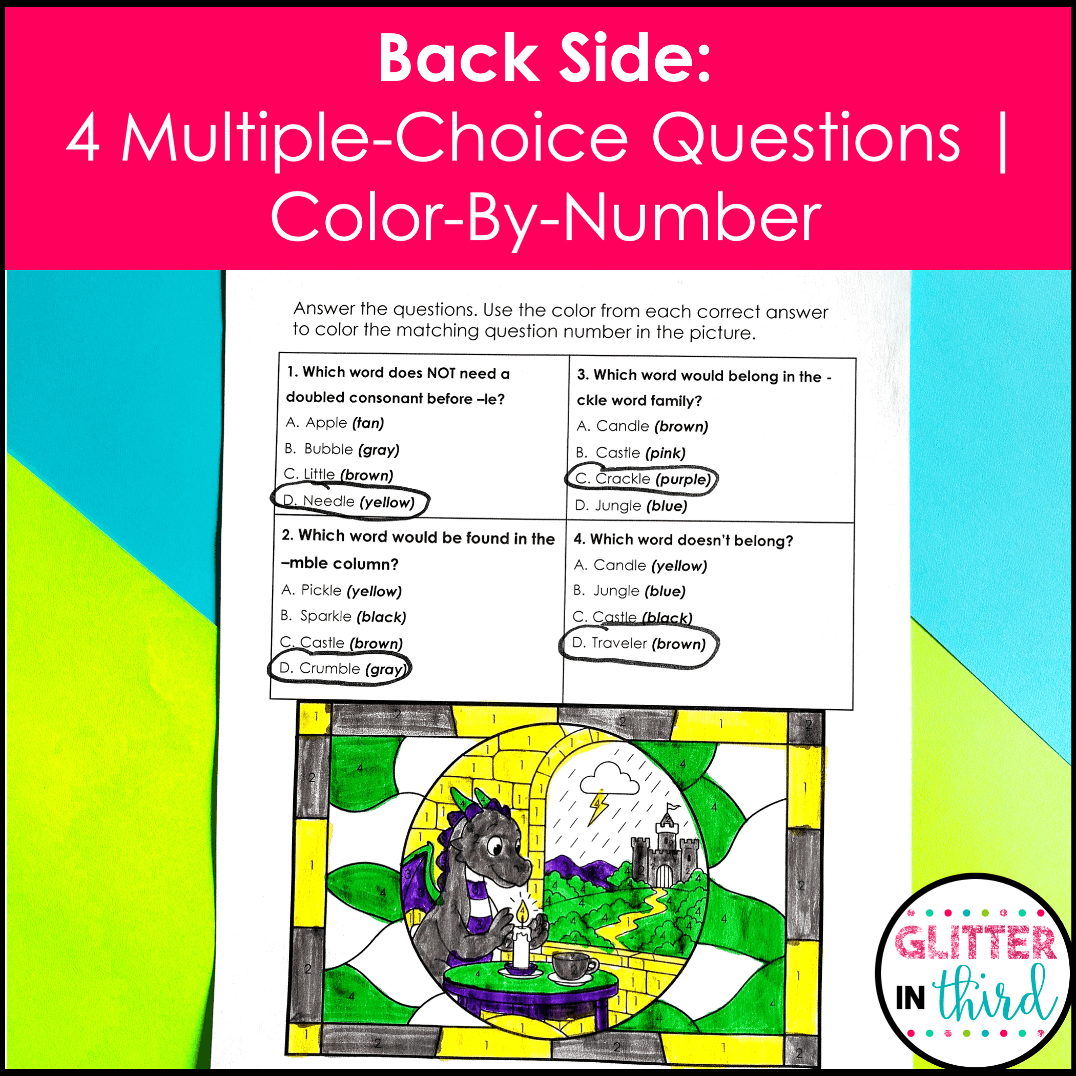 Consonant Le Worksheets | Color by Number Phonics Activities (Grades 2–3)