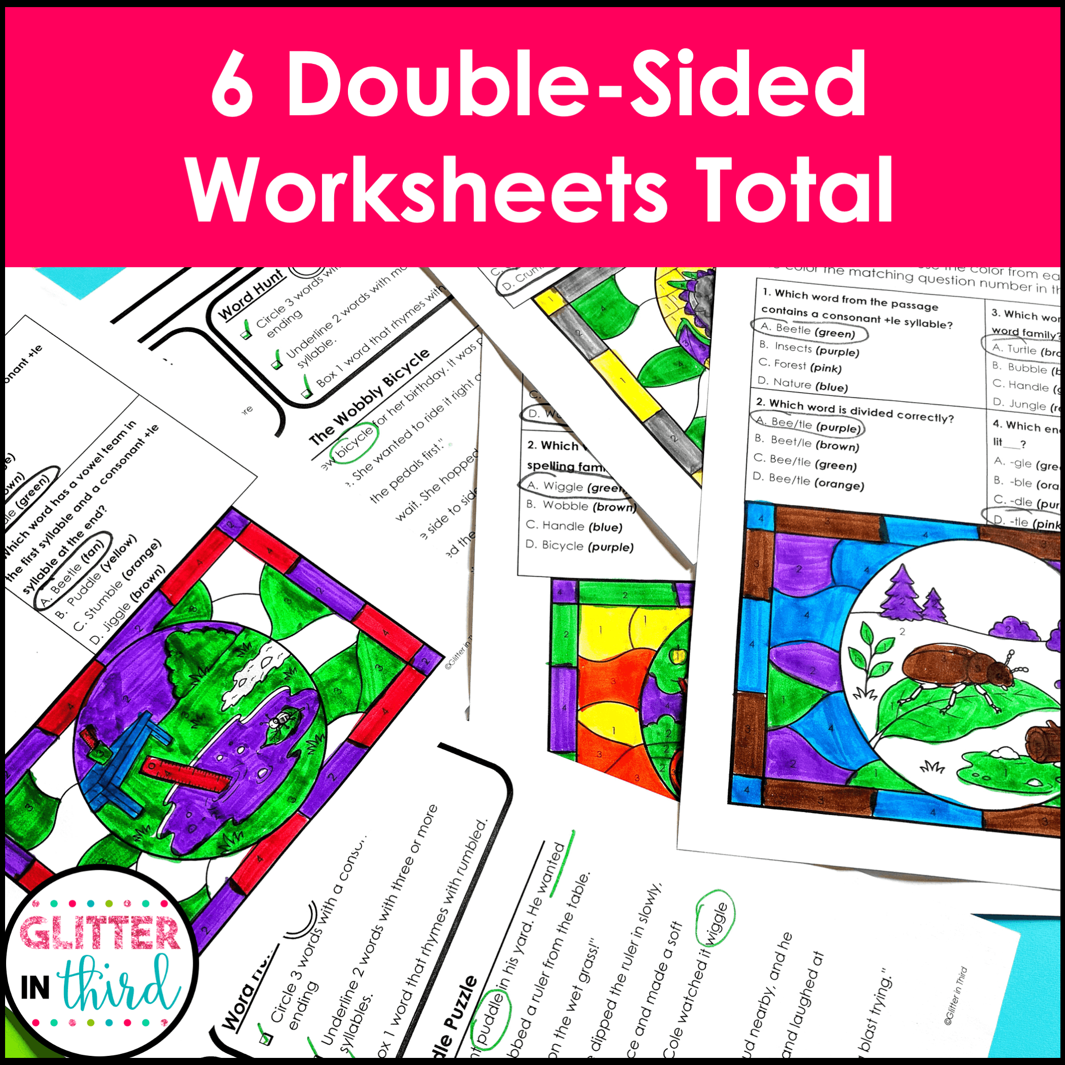 Consonant Le Worksheets | Color by Number Phonics Activities (Grades 2–3)