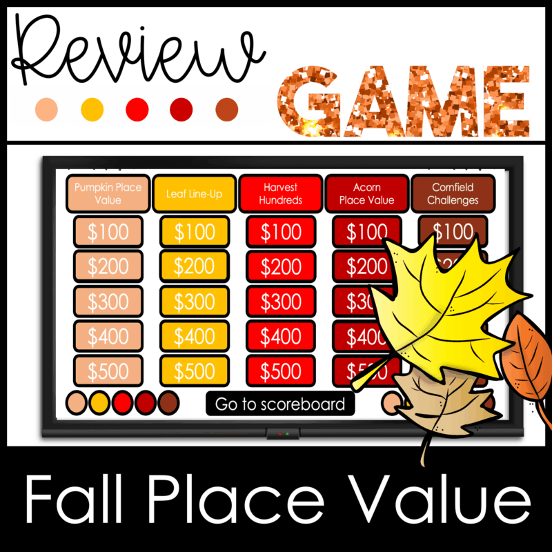 fall place value rounding jeopardy game