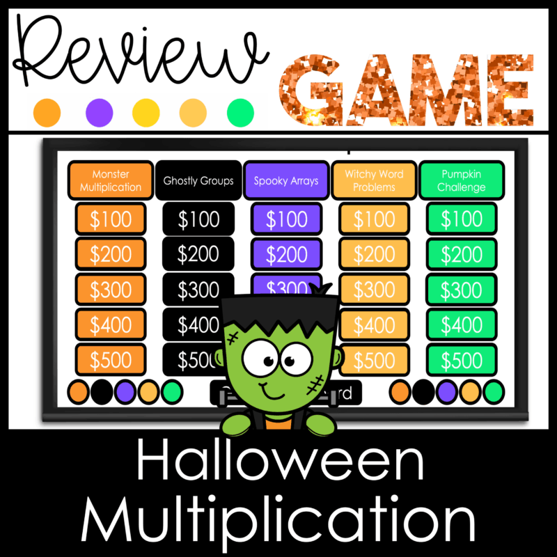Halloween Multiplication Jeopardy Game for 3rd Grade Math Review