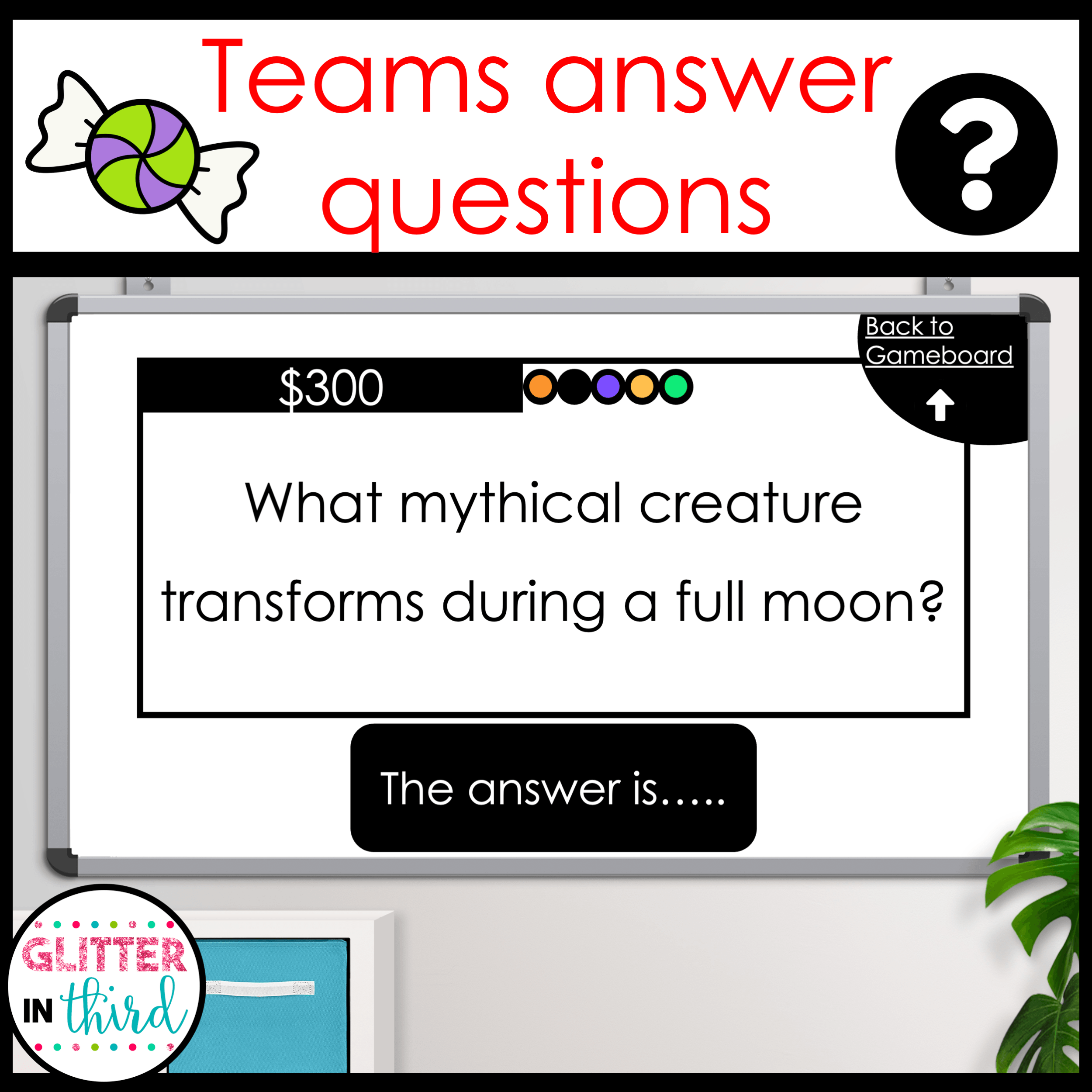 Halloween Trivia Jeopardy Game for Kids Classroom Party Activity