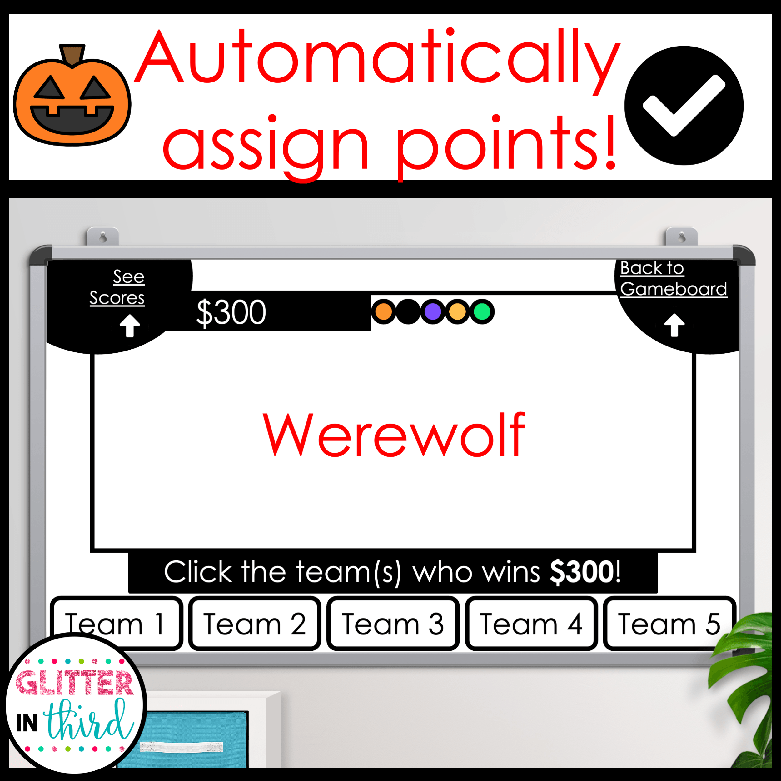 Halloween Trivia Jeopardy Game for Kids Classroom Party Activity