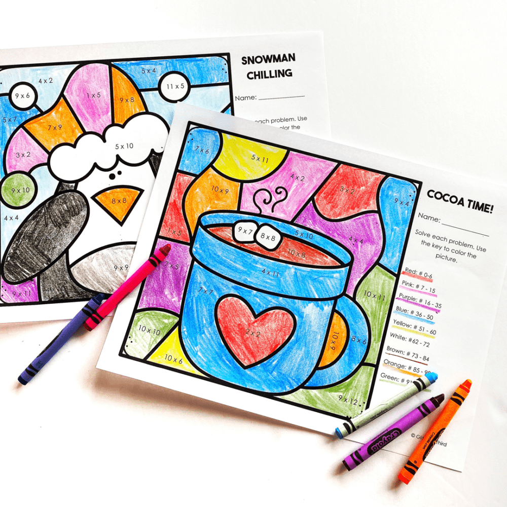 winter multiplication worksheets free
