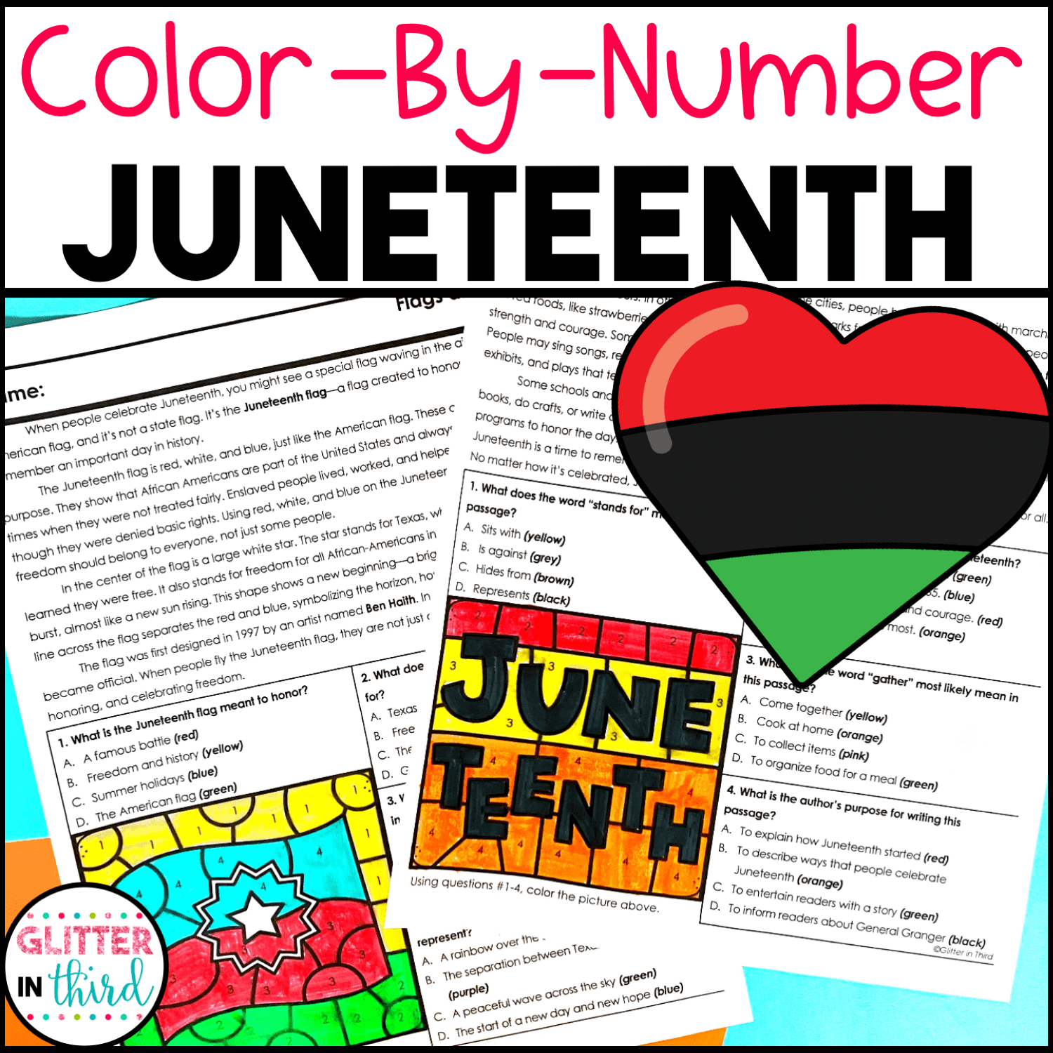 Juneteenth Color By Number Worksheet Reading Comprehension Activities